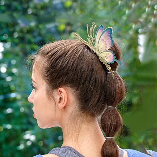 Фиби-Нокти за коса с пеперуди за жените, 3 бр. Големи Нескользящие Здрави Метални Щипки за коса-Пеперуда с Кристали 3D