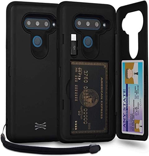 Калъф TORU CX PRO за LG V40 ThinQ с държач за карти | Тънък Защитен капак със Скрито отделение за кредитни карти, Портфейл, завъртащо се клон, Поставка за крака | В комплект Огле