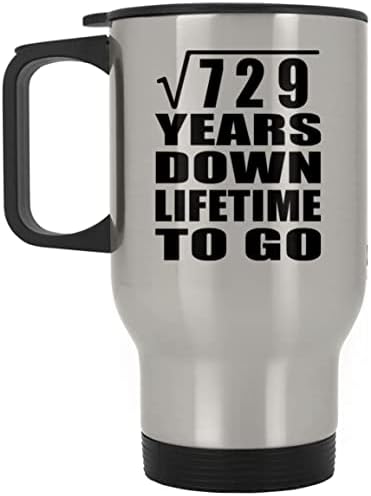 Designsify 27th Anniversary Корен Квадратен от 729 Години от Живота си, Сребърна Пътна Чаша 14 грама, на Чаша с Изолация от неръждаема Стомана, Подаръци за рожден Ден, Годишнина, Ко?