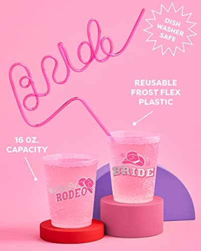 xo, Украса за моминско парти Fetti, за Многократна употреба Чаши за Последния Родео - 16 Чаши Frost Flex | Подарък за