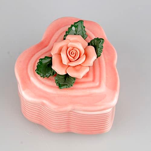 SEVENBEES Керамична Кутия във формата на Сърце с Цифри и Статуэтками от Розови Рози, Кутия шоколадови Бонбони Кутия За