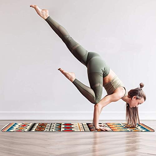 Дебел нескользящий килимче за йога Unicey за физически упражнения и фитнес, 1/4 с принтом в стил Бохо-Бохемия за практикуване на Йога, Пилатес и фитнес на пода (61x183 см)