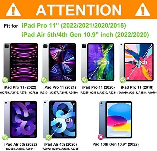 Калъф BATYUE за iPad Air 5/4-то поколение, 10,9 инча (2022/2020), калъф за iPad Pro 11 4-ри /3-ти/2-ри /1-во поколение