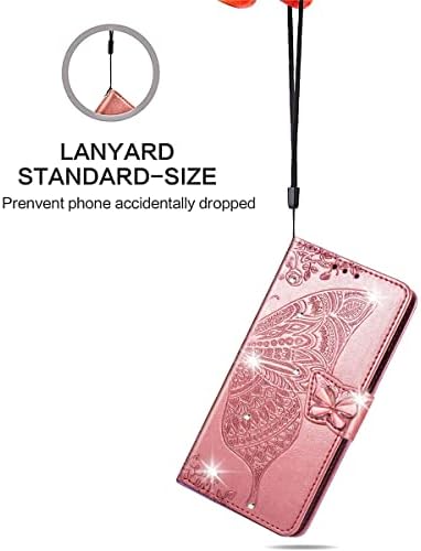 Ysnzaq Чанта-портфейл с кристали с шарени пеперуди за Samsung Galaxy S23 + Plus (не S23) 6,6 , от TPU кожа с магнитна
