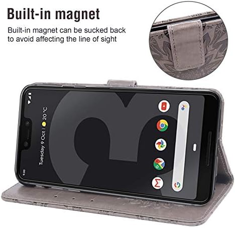 Калъф за телефон Google Pixel 3 XL, Седалките-портфейли с Предпазно фолио от Закалено Стъкло и кожа, Магнитна Тънка флип-надолу