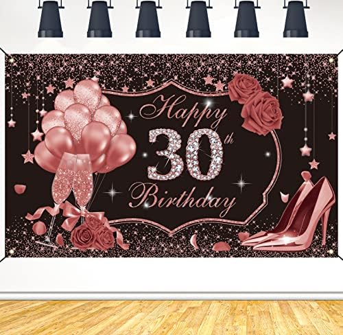 Украса Ufocusmi на 30-ия Рожден ден на жените, на Фона от Розово Злато с 30-годишнината, Банер, Писма с 30-Годишнината,