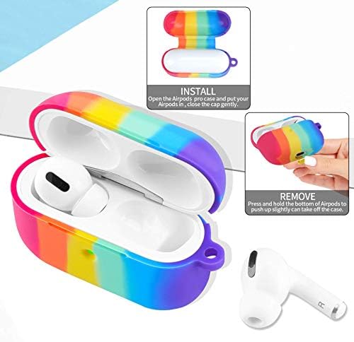 Калъф за Airpods Pro от V-liams, Rainbow Силикон-Мек Защитен калъф с брелоком, Калъф За съхранение на слушалки, Rainbow