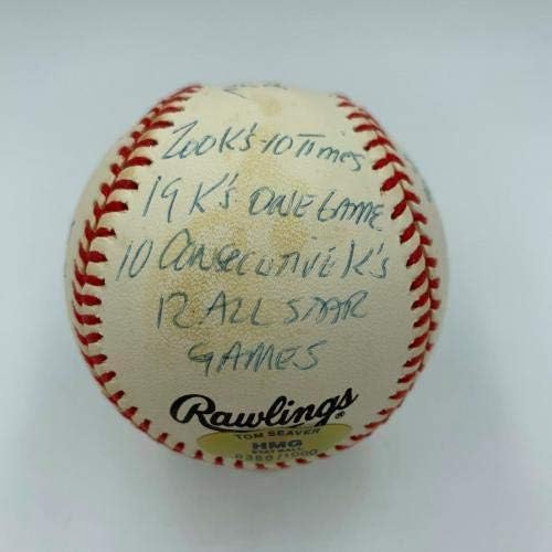 Рядък играта на топка С автограф на Том Сивера, Едро Обозначаващ кариера на футболист, С JSA COA - Бейзболни топки с