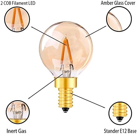 Led лампа G40 1W E12 Заменя Струнни тела Мек Топъл 2200k за нощно осветление, 25ШТ (Амбър Топло 2200K, 6ШТ)