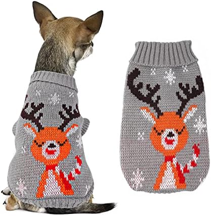 cobee/ Коледни Пуловери за малки кучета, Трикотаж, Топло облекло за кутрета за момичета и момчета с Коледните принтом Елен, Коледна Палто за кучета в студено време, Кос