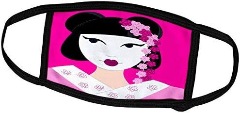 3D Дизайн и интериор в японски стил от Simo Salak - хубаво Момиче-Гейша с цветове - Розово - Маска за лице (fm_57100_1)