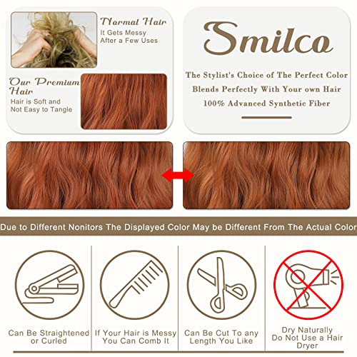 Дамски перуки Smilco от синтетични дълга къдрава коса, подходящ за ежедневна употреба .... (кафяво-червено, 14 инча)