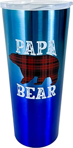 Spoontiques - Пътна чаша Papa Bear от неръждаема стомана - Изолирани пътни чаши - Чаша за напитки от неръждаема стомана,