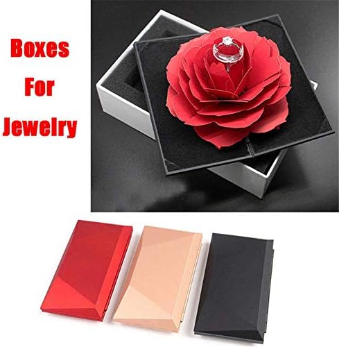 TOBABYFAT 3D Кутия за пръстени с Рози Поп Цъфтят Цветя Годежен Пръстен Кутия За Съхранение на Бижута за Годеж Притежателя