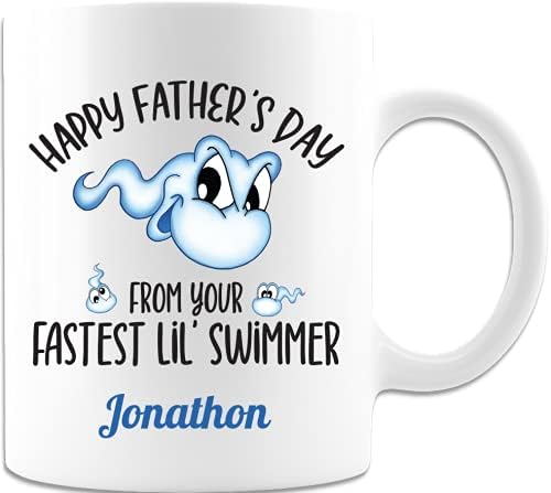 Персонализирани честит ден на бащата от your fastest lil swimmer бяла утайка от чаша чаена чаша, забавен и уникален подарък