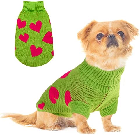 Вязаный Пуловер Queenmore за кучета, Поло с Високо Еластична яка във формата на Сърце, Фестивален Трико с Завязками на