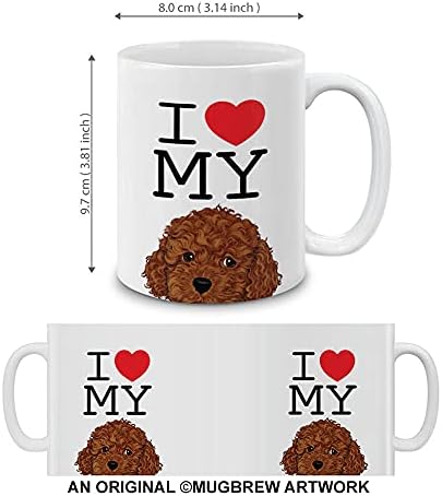MUGBREW I Love My Brown Toy Poodle Керамични Кафеена Чаша за Tea Cup, 11 ГРАМА