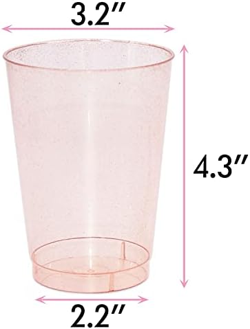 Homy Feel 12 Унции Блестящи Пластмасови Чаши от Розово Злато 50 бр., за Еднократна употреба Чаши за Коктейли, Пластмасови