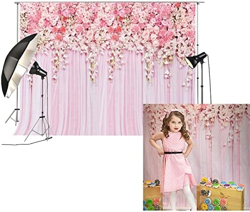 HUAYI 7x5ft Фон с Розови Цветове Фон, За да Фотография Сватбена Цветен Фон Декор Десертно Масата Банер На Рожден Ден на Детски Душ D-9354