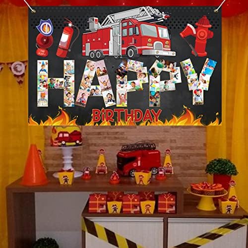 Персонални Мультяшная Тема Пожарна машина, на Фона честит Рожден Ден, Пожарникар, Украса за парти в чест на рождения Ден на Знамето за Рожден Ден, Фотобудка с Индиви