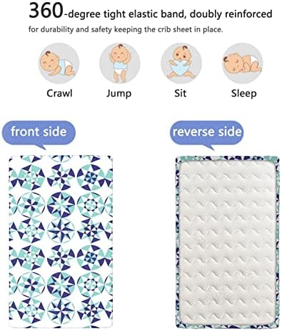 Мини-Чаршафи за легла с геометрична тема, Преносим мини-Чаршафи за легла с Меки и Дишащи Кърпи -Чаршаф за матрак на детско