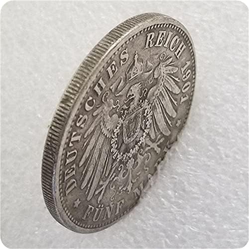 Старинни Занаяти Германия 1901 Чуждестранна Възпоменателна Монета Сребърен Долар Монета #1786