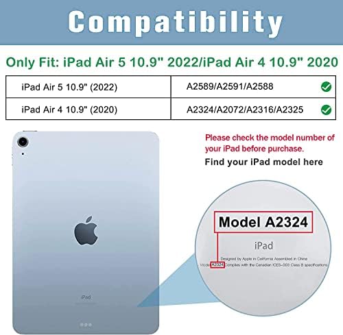 Детски калъф за iPad Air 5-то поколение 10,92022, Калъф за iPad Air 4-то поколение 2020 с Предпазно фолио от закалено