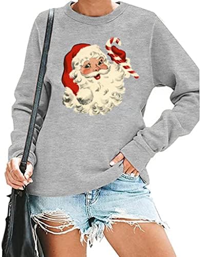 MYHALF Коледна Hoody Дамски Грозен Дядо Коледа Забавен Графичен Пуловер Пуловер за Коледа на Празнични Партита Блузи С Дълъг Ръкав