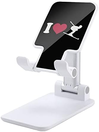 I Love Ски Поставка за мобилен телефон за Маса Сгъваема Притежателя на Телефона С Регулируем Ъгъл на наклона на Височината На Здрава Поставка в Розово Стил