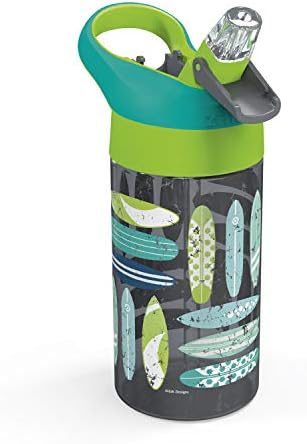 Бебешко шише за вода Zak Designs на 16 унции Riverside Beach Life с соломинкой и вградена линия за носене е Направен от устойчива пластмаса, запечатани дизайн за пътуване, 2 бр. (опа?