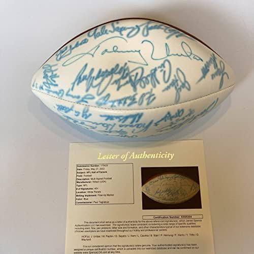 Джони Unitas Уолтър Пейтън Барт Стар КОПИТО Легенди на Футбола С Автограф от 45 Sigs JSA - Футболни топки с автографи