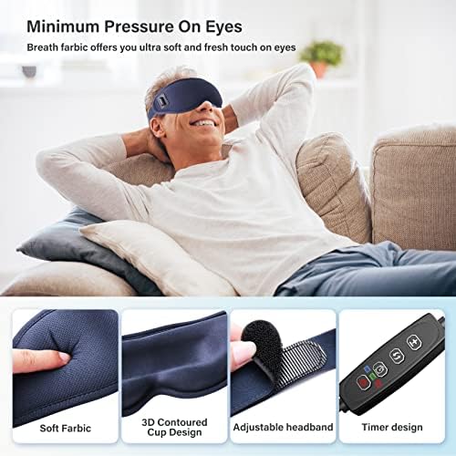 Масажна маска за очи 3 в 1 с подгряване, 3D Contour Маска за сън с 3-степенна вибрация, USB-Нагревательная Маска за очи