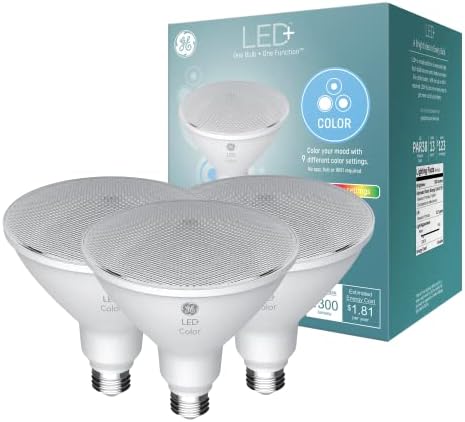 GE Lighting LED + Лампа за външни прожектори, които променят цвета, 9 цветови настройки, приложение или Wi-Fi не се изискват,