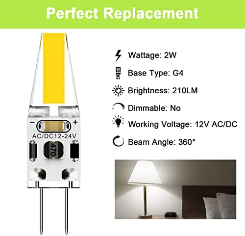 Led лампа VITUNOV G4 мощност от 2 W, еквивалентна Двухконтактной халогенна крушка тип T3 JC G4 мощност 20 W, AC/DC 12v,