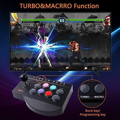 Аркадна бойна джойстик, джойстик за аркадна игра PXN Street Fighter с USB порт, с функция Turbo и Макро, подходящ за