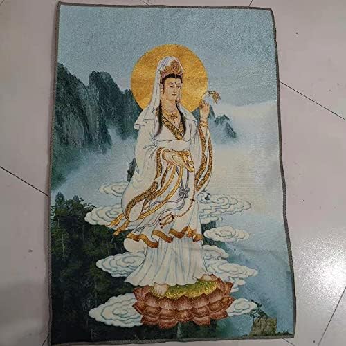 XIALON 35,4 инчов Поставка За Китайската Коприна Бродерия Kwan Yin Guan Yin Thangka Картини, Стенописи