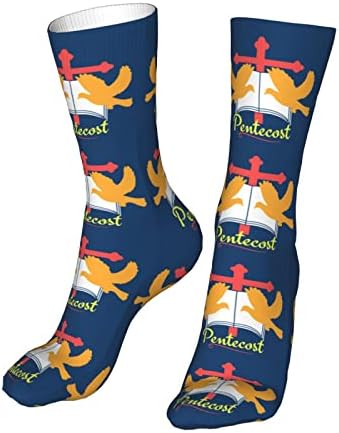 MDVCC Пятидесятница Неделя 2023 Християнски Празник Чорапи за Мъжете Високи Чорапи за Екипажа Подарък Зимни Чорапи за