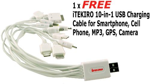 iTEKIRO AC Стенно Зарядно за Кола dc Комплект за Panasonic DMC-FX9EG + iTEKIRO 10-в-1 USB Кабел За зареждане