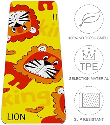 SDLKFRELI, Много дебело килимче за йога 6 мм, сладък Принт Крал Лъв от Карикатура, Екологично Чисти Постелки за упражнения