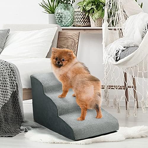 Рампа за кучета INRL КОМПЛЕКТ за дивана, 3 Нива на порест каучук Стъпки за домашни любимци с висока плътност за леглото