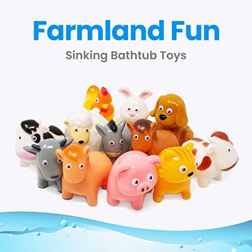 Кофа с играчки за баня Boley Farm Animals - Включва 12 цветни безплатни играчки за баня и басейна за деца и децата на възраст от 2 години и по-големи!