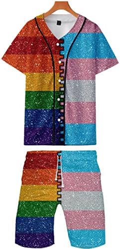 Тениска за гей-шествието на ЛГБТ, Мъжка Лятна Спортна Екипировка, Комплект от 2 теми, къси Панталони, Ризи с ръкави и къси Панталони, Плажен Спортен Костюм