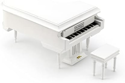 Изискан миниатюрен музикален пиано на 18 бележки, лъскаво бял роял с пейка - Много песни по избор - Моят стар дом в Кентъки