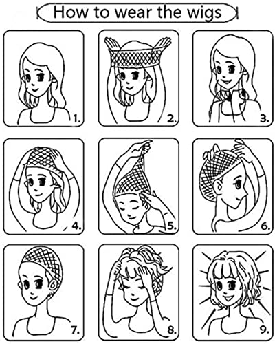 Перука, женски комплект за къса коса, шапка от химически влакна, с буйна вълна