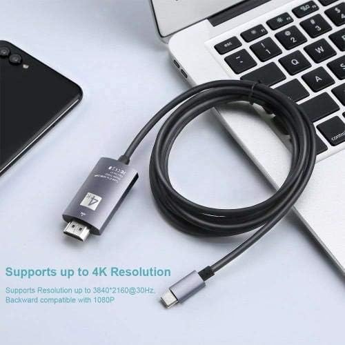 Кабел BoxWave, който е съвместим с Samsung Notebook 9 Pro 15 (NP940X5M) - Кабел SmartDisplay - USB Type-C-HDMI (6 фута),