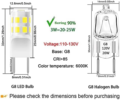 Led лампа G8 с регулируема яркост, 3 W (галогенный равностойността на 20 Вата-25 Вата), двухконтактное основата на G8