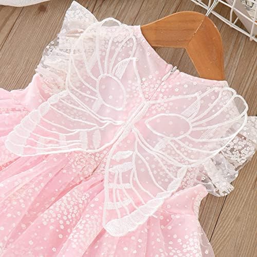 KAGAYD/ Празнична рокля за по-малките момичета, Фатиновое Дантелено рокля с ръкави-пеперуди за малки момичета, Рокля на Принцеса за танци, Дрехите (Розово, 2-3 години)