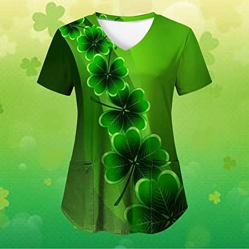 Дамска Риза в Деня на Св. Патрик Ирландски Зелена Тениска с Кръгло деколте и Къс Ръкав, Блузи, Дамски работни Облекла,