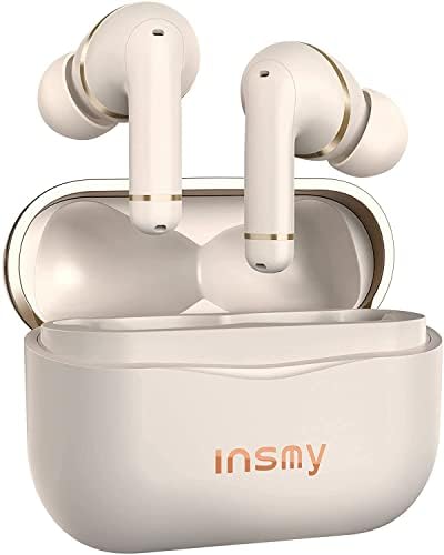 Безжични слушалки INSMY, хибридни слушалки с активно шумопотискане, 6 микрофони за ясни разговори, автентичен звук, големи