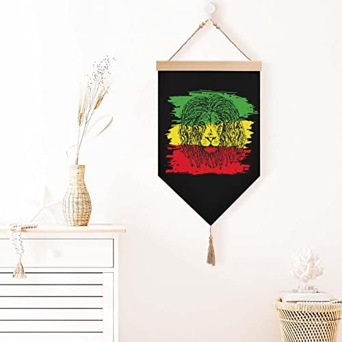 Nudquio Реге-Растафарианский Флаг Лъв Памук Лен Флаг Висящ Стенен Знак на Картина за вашия дом Офис Декорация на Верандата Градина